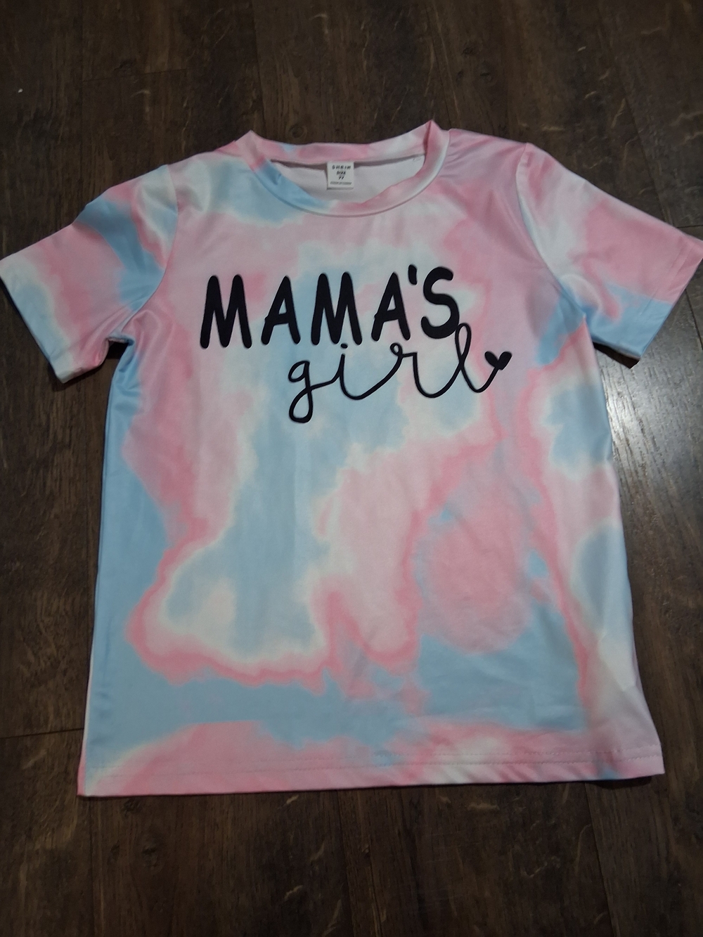 Mama's Girl Tie-Dye Tee Pink Blue Shirt Cute Casual Top Size 7